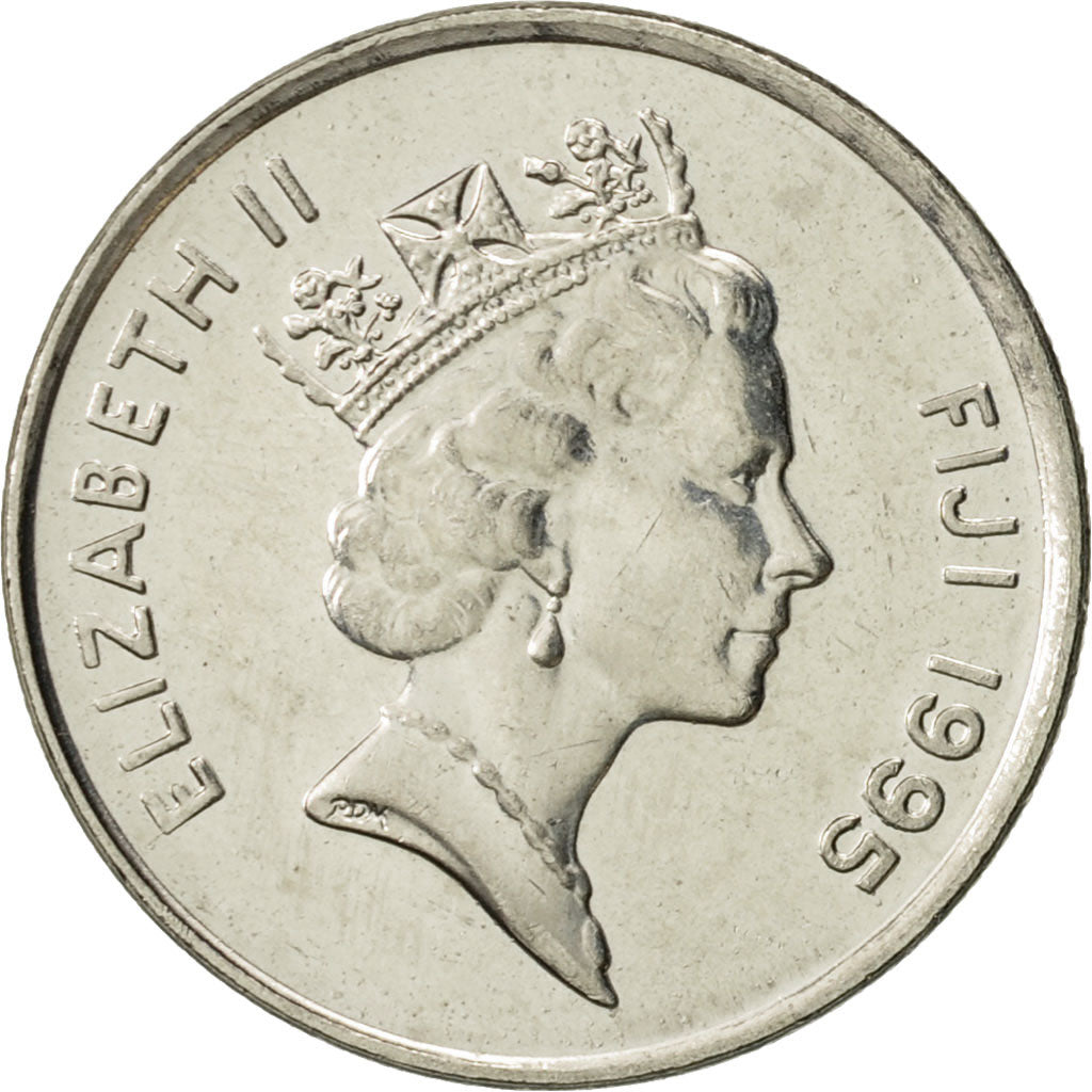 Fiji, Elizabeth II, 5 Cents, 1995, AU(55-58), Nickel plated steel, KM:51a