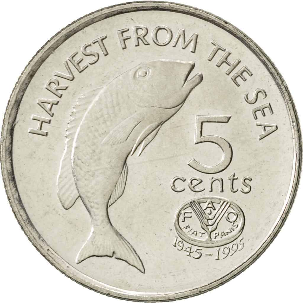 Fiji, Elizabeth II, 5 Cents, 1995, AU(55-58), Nickel plated steel, KM:51a