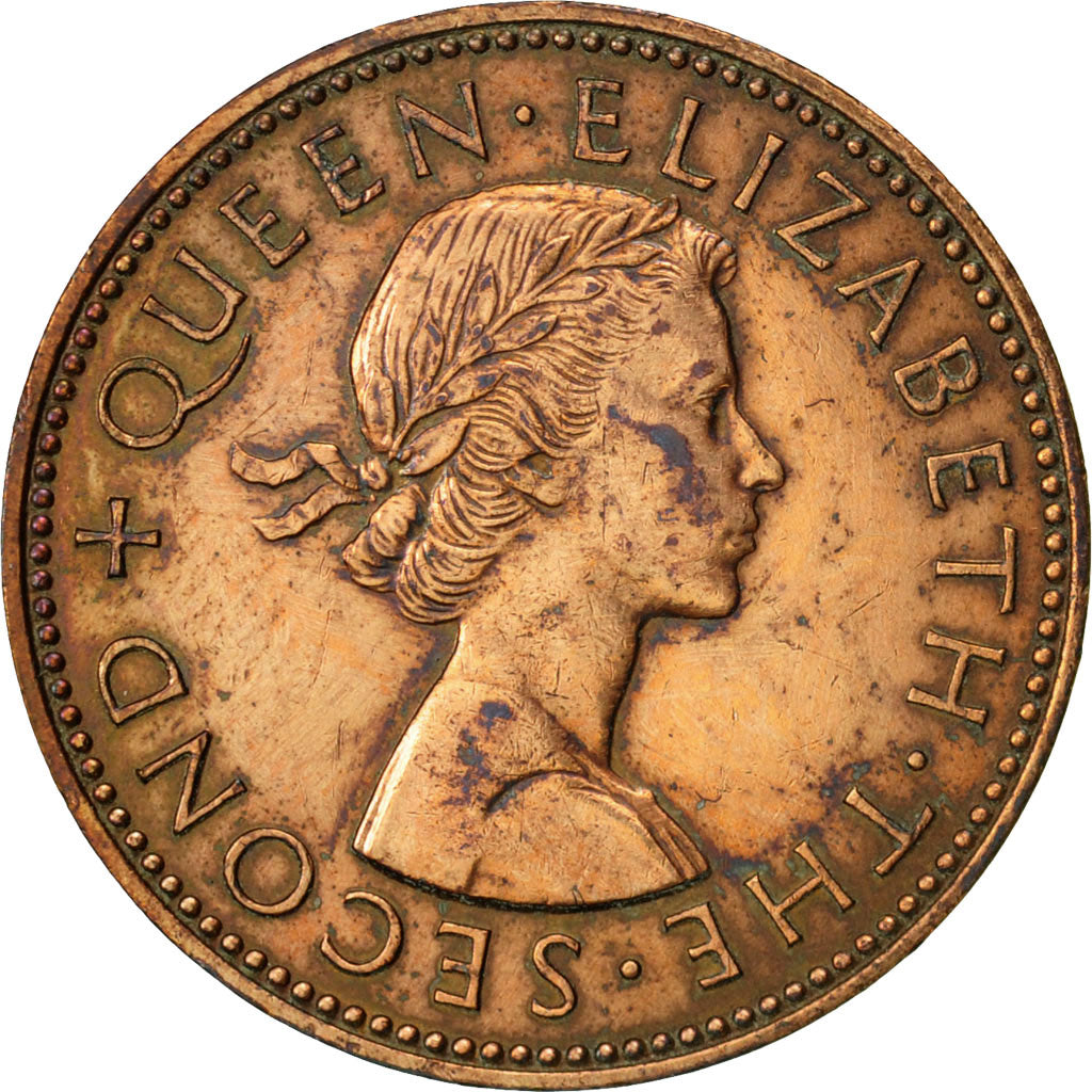 Coin, New Zealand, Elizabeth II, 1/2 Penny, 1962, EF(40-45), Bronze, KM:23.2