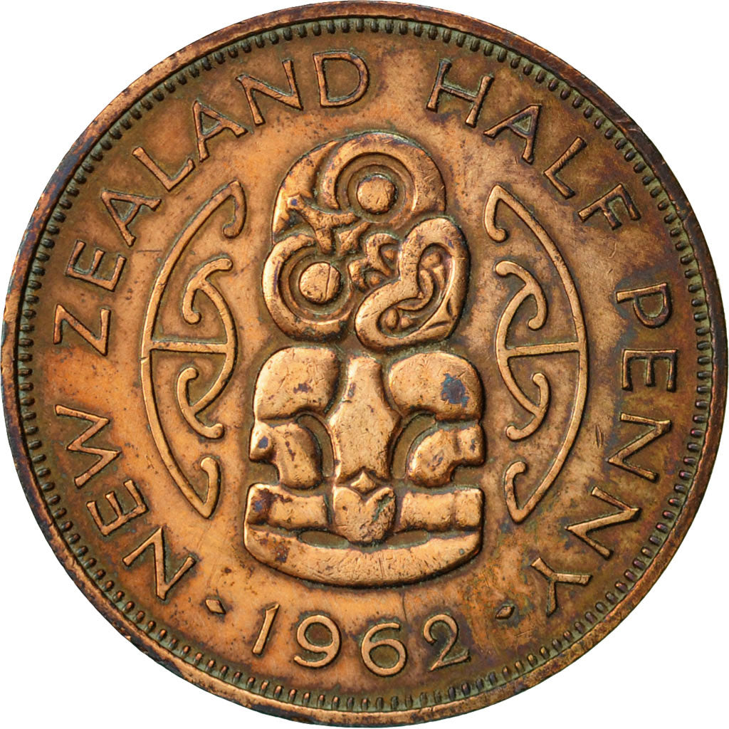 Coin, New Zealand, Elizabeth II, 1/2 Penny, 1962, EF(40-45), Bronze, KM:23.2