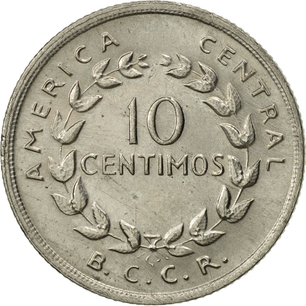 Coin, Costa Rica, 10 Centimos, 1969, AU(50-53), Copper-nickel, KM:185.2