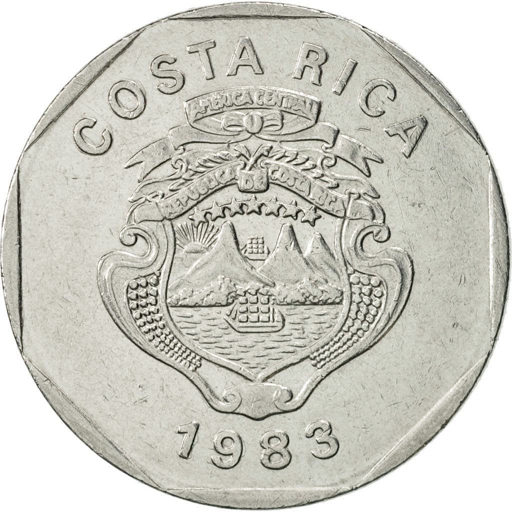 Moneda, Costa Rica, 10 Colones, 1983, MBC+, Acero inoxidable, KM:215.1