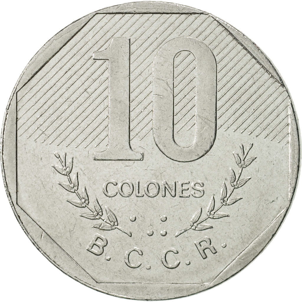 Moneda, Costa Rica, 10 Colones, 1983, MBC+, Acero inoxidable, KM:215.1