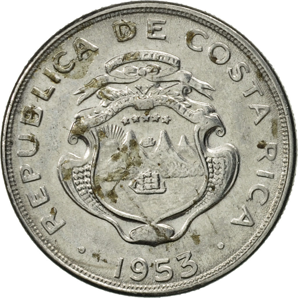 Coin, Costa Rica, 5 Centimos, 1953, AU(55-58), Stainless Steel, KM:184.1a