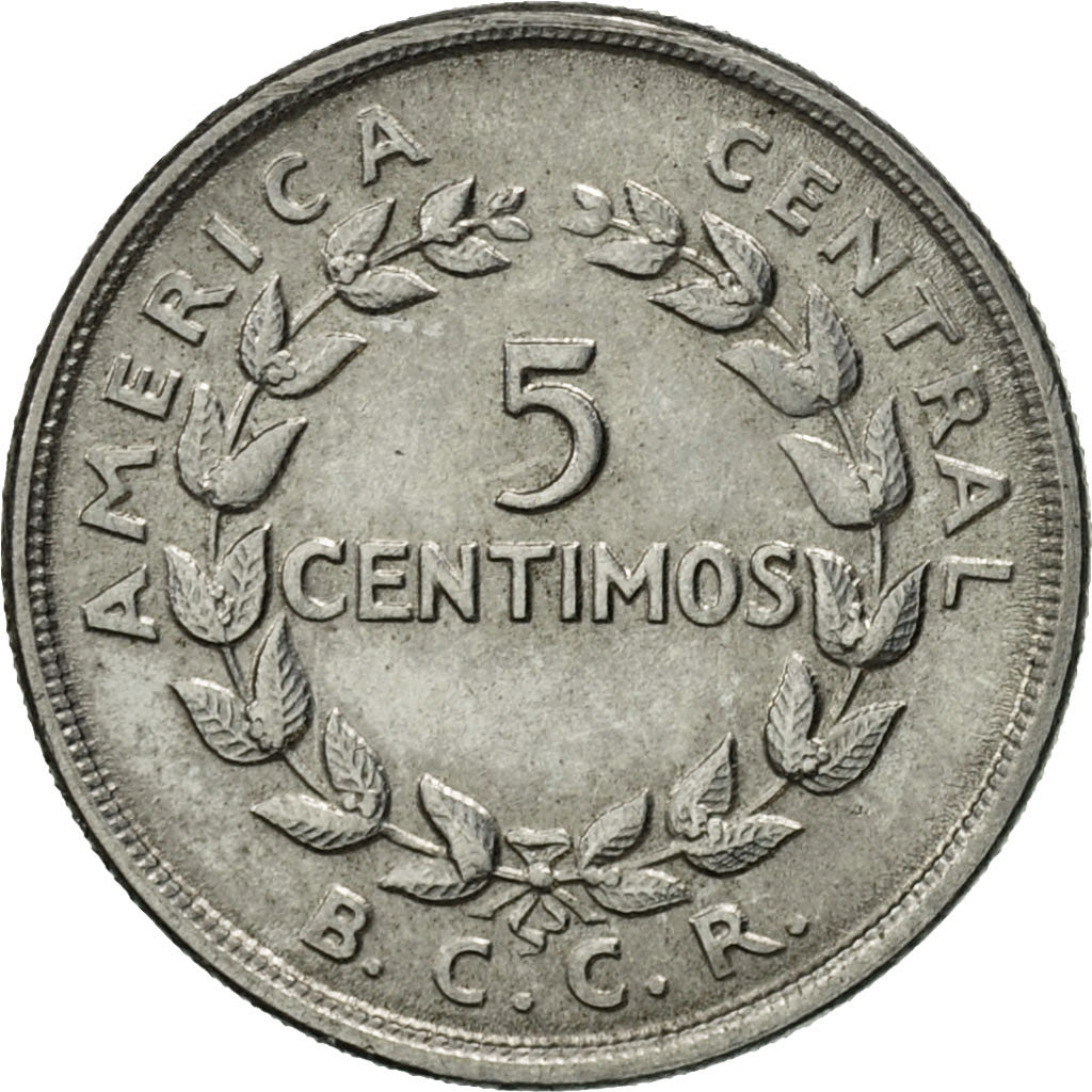 Coin, Costa Rica, 5 Centimos, 1953, AU(55-58), Stainless Steel, KM:184.1a