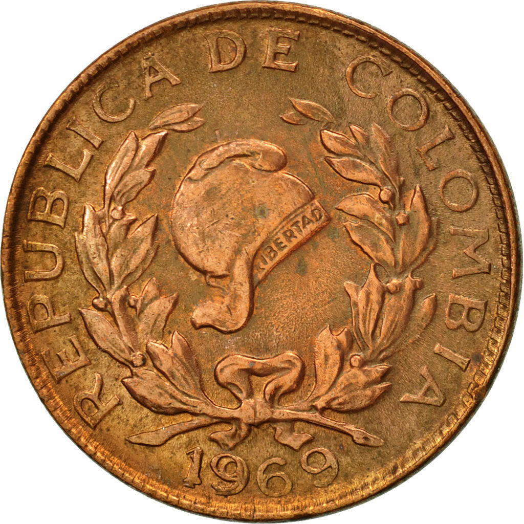 Coin, Colombia, Centavo, 1969, AU(50-53), Copper Clad Steel, KM:205a