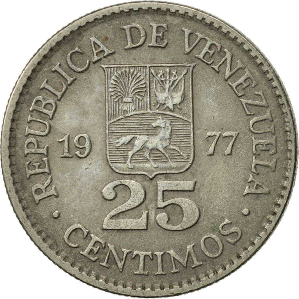 Münze, Venezuela, 25 Centimos, 1977, Werdohl, Vereinigte Deutsche Metallwerke