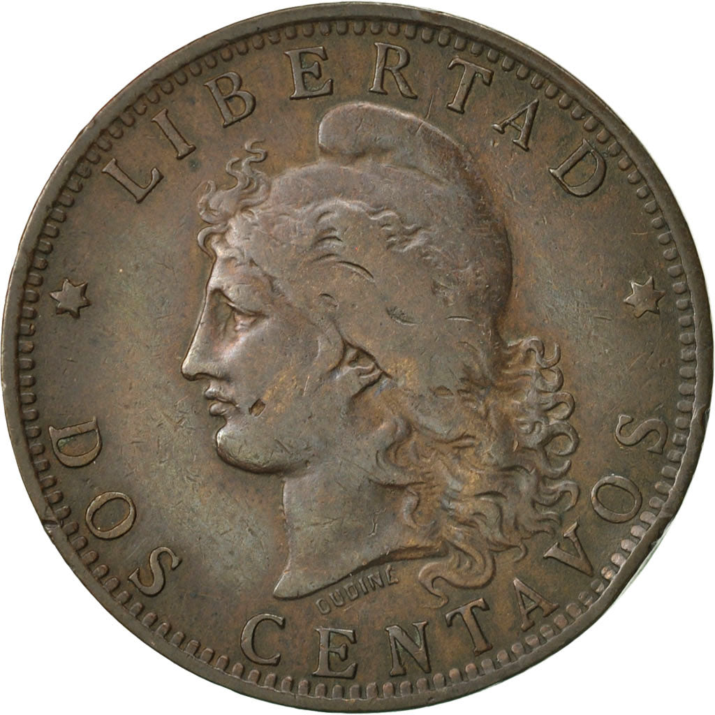 Argentina, 2 Centavos, 1889, VF(30-35), Bronze, KM:33