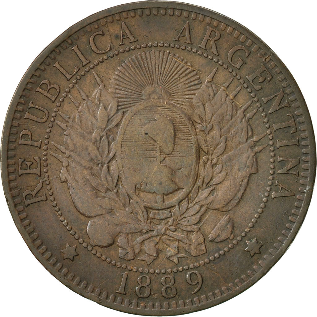 Argentina, 2 Centavos, 1889, VF(30-35), Bronze, KM:33