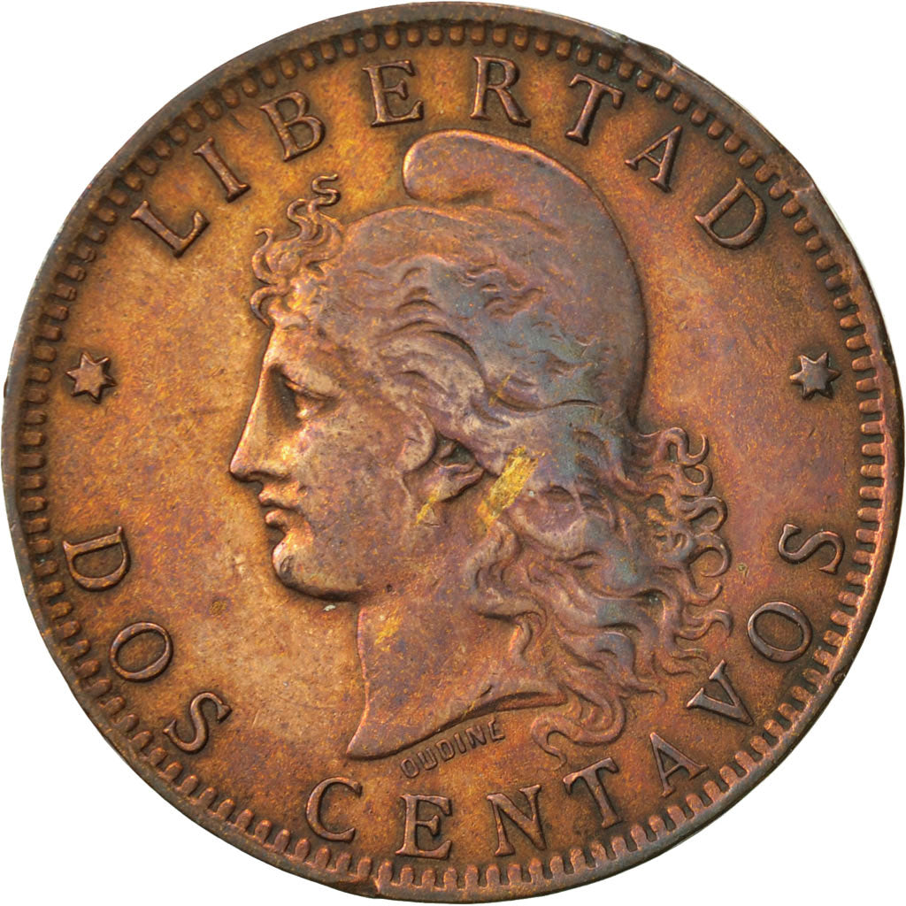Argentina, 2 Centavos, 1890, EF(40-45), Bronze, KM:33
