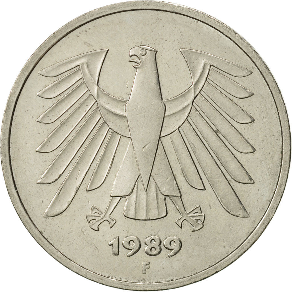 Coin, GERMANY - FEDERAL REPUBLIC, 5 Mark, 1989, Stuttgart, AU(50-53)