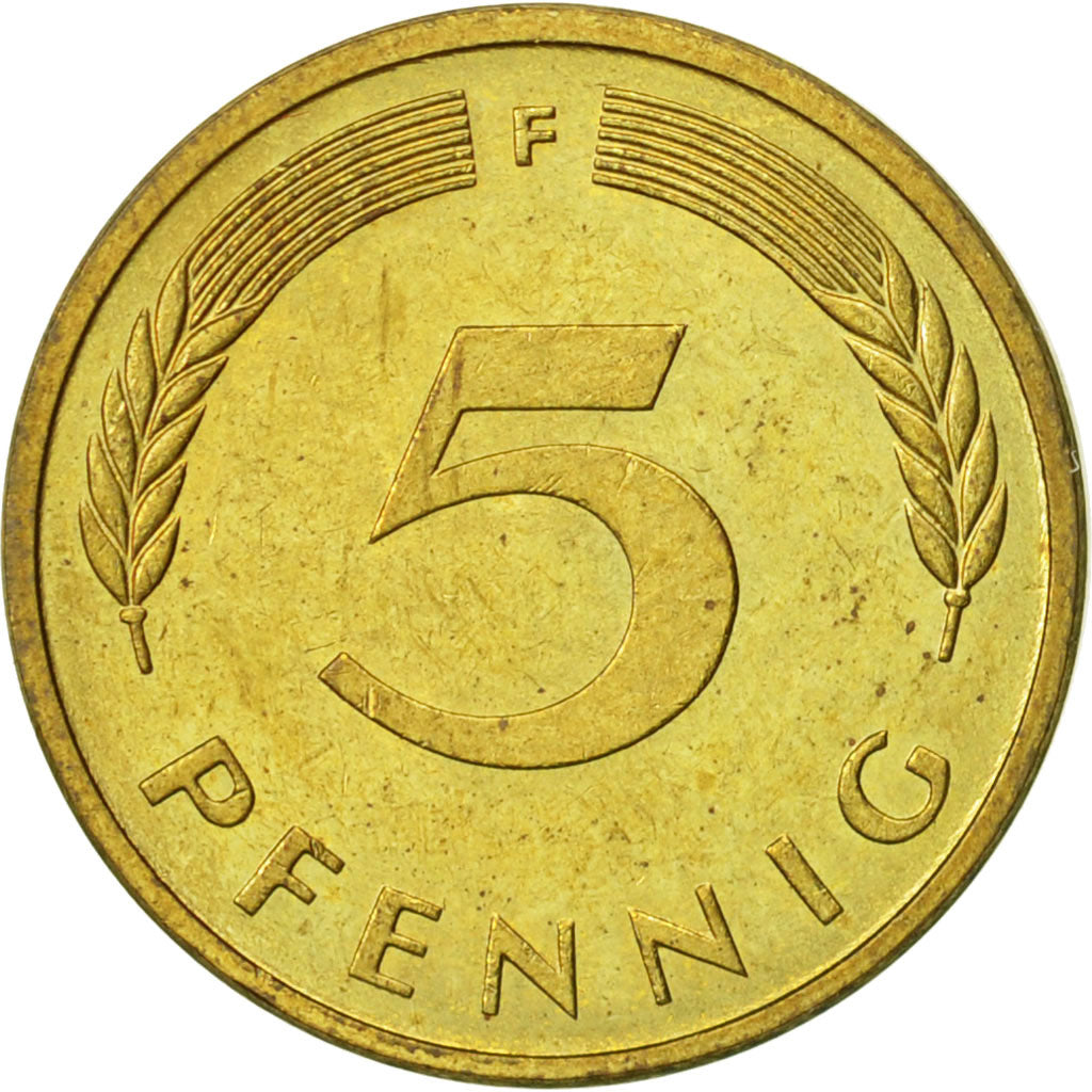 Münze, Bundesrepublik Deutschland, 5 Pfennig, 1987, Stuttgart, SS+, Brass Clad