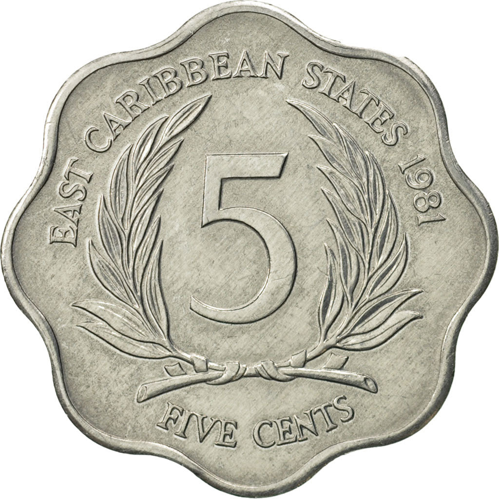 Coin, East Caribbean States, Elizabeth II, 5 Cents, 1981, AU(50-53), Aluminum