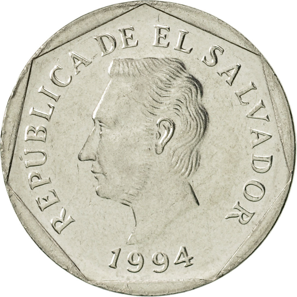 El Salvador, 5 Centavos, 1994, British Royal Mint, AU(55-58), Nickel Clad Steel