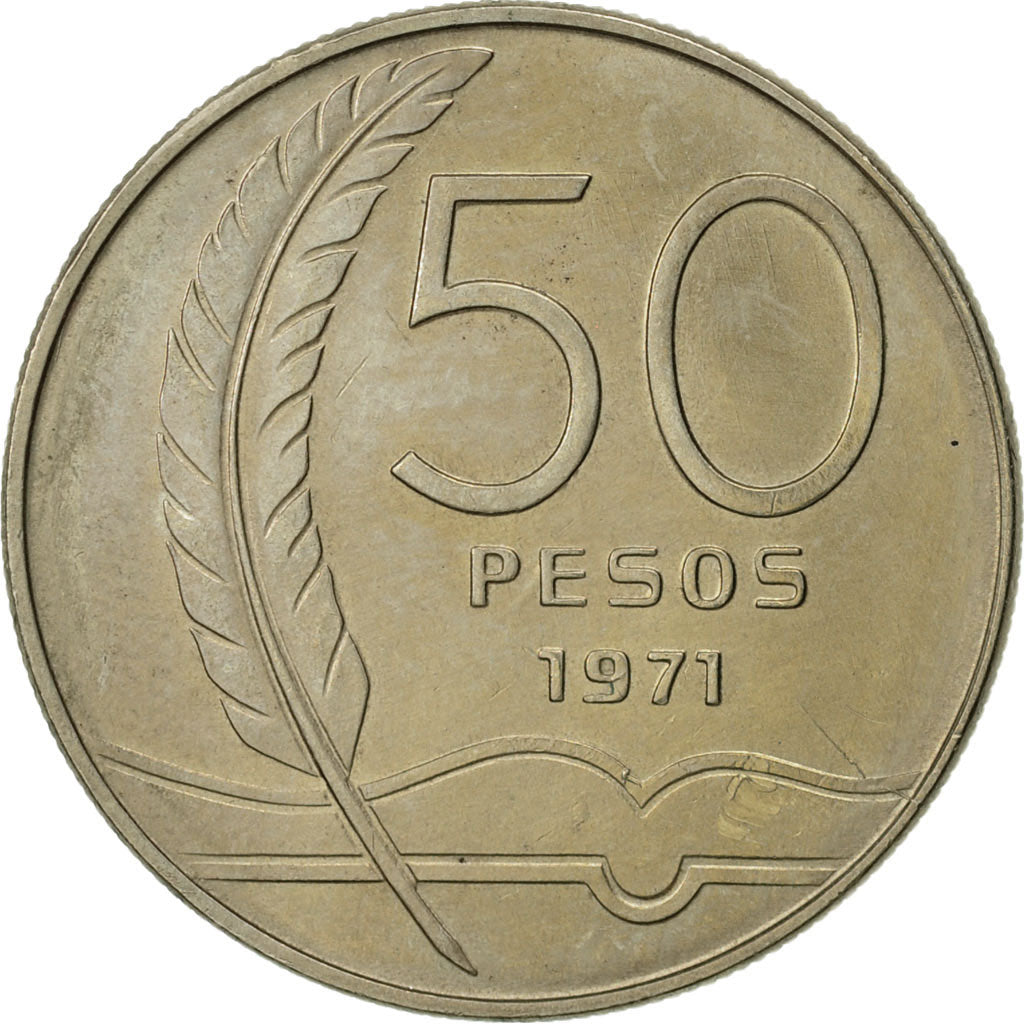 Uruguay, 50 Pesos, 1971, Santiago, EF(40-45), Nickel-brass, KM:58