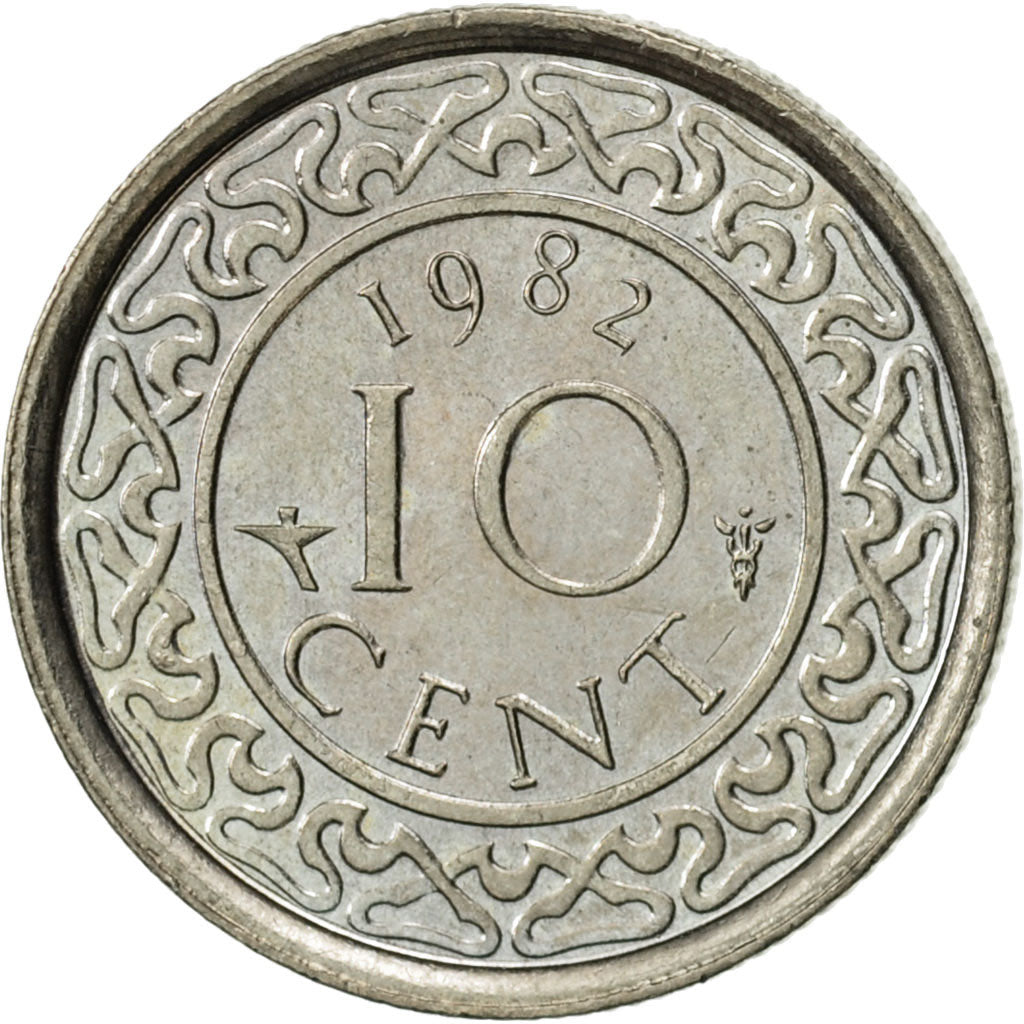 Coin, Surinam, 10 Cents, 1982, AU(55-58), Copper-nickel, KM:13