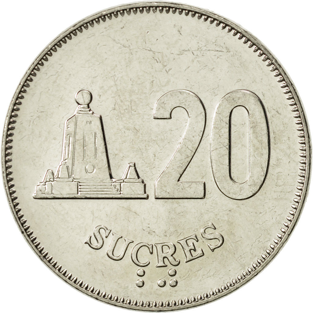 Ecuador, 20 Sucres, 1988, MS(60-62), Nickel Clad Steel, KM:94.1