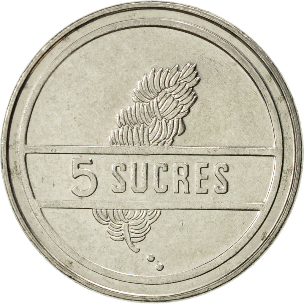 Monnaie, Équateur, 5 Sucres, Cinco, 1991, SUP+, Nickel Clad Steel, KM:91