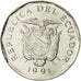 Coin, Ecuador, 10 Sucres, Diez, 1991, MS(60-62), Nickel Clad Steel, KM:92.2