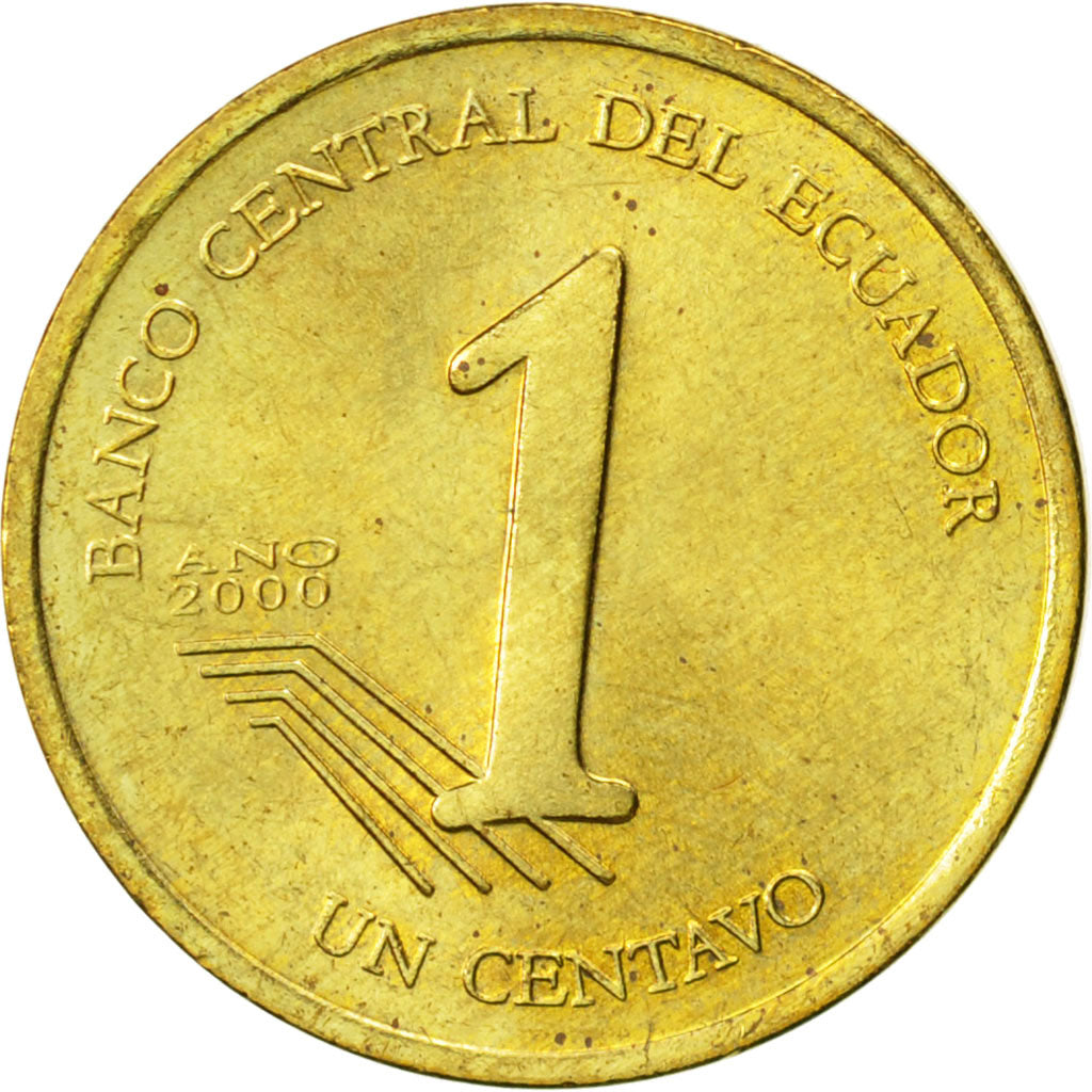 Coin, Ecuador, Centavo, Un, 2000, MS(63), Brass, KM:104