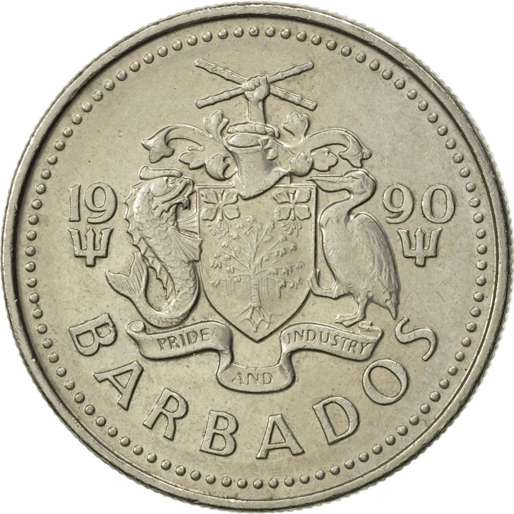 Monnaie, Barbados, 25 Cents, 1990, Franklin Mint, SUP, Copper-nickel, KM:13