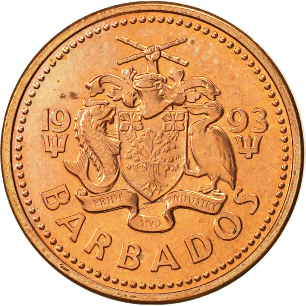 Moneta, Barbados, Cent, 1993, Royal Canadian Mint, SPL-, Zinco placcato rame