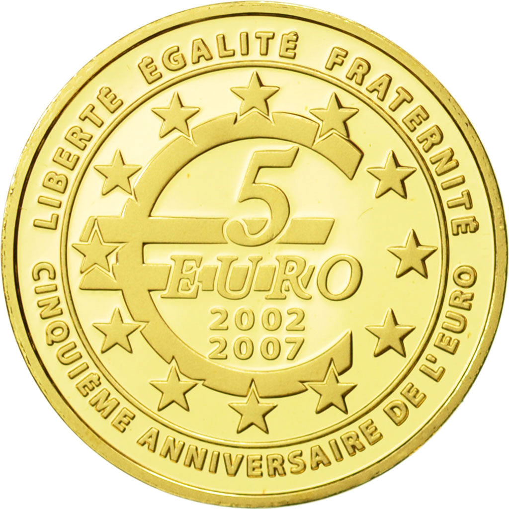 France, 5 Euro, Semeuse, 2007, PROOF MS(65-70), Gold, KM:1525