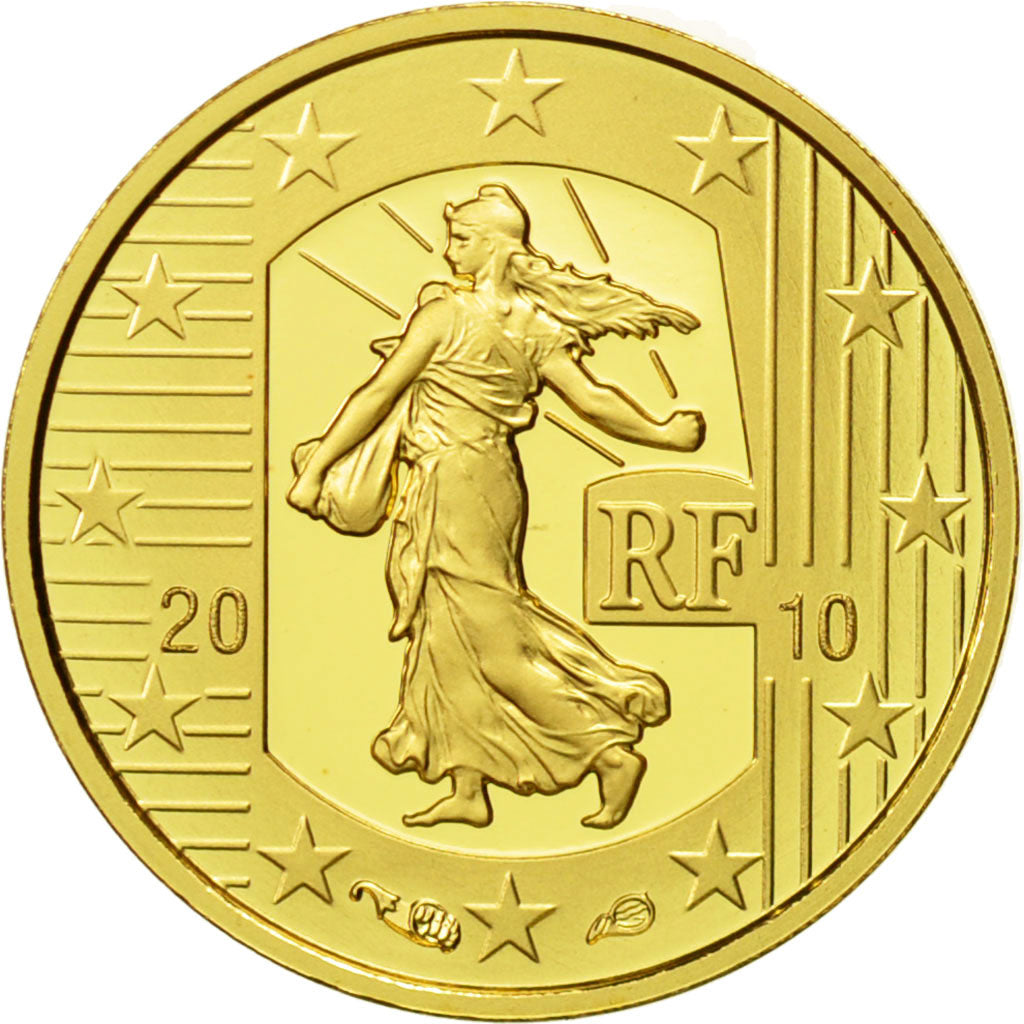 France, 5 Euro, Semeuse, 2010, PROOF MS(65-70), Gold, KM:1674