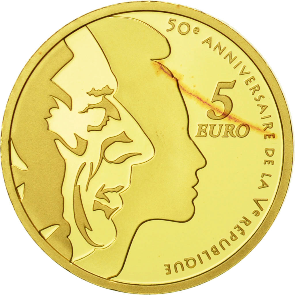 France, 5 Euro, Semeuse, 2008, BE FDC, Or, KM:1538