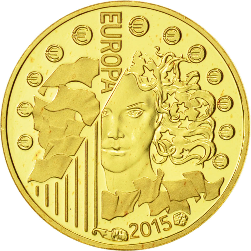 France, 5 Euro, Europa, 2015, PROOF MS(65-70), Gold
