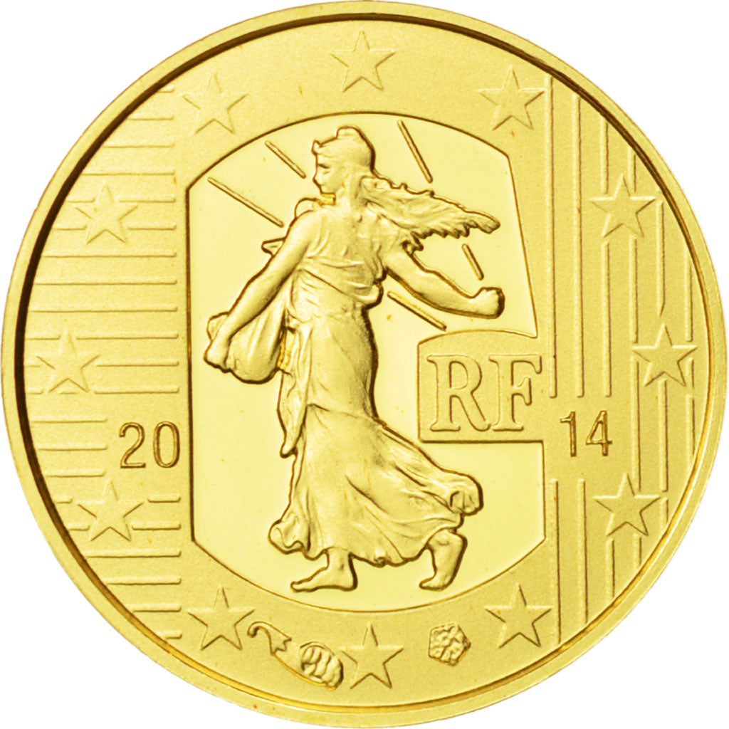 France, 5 Euro, Semeuse, 2014, PROOF MS(65-70), Gold