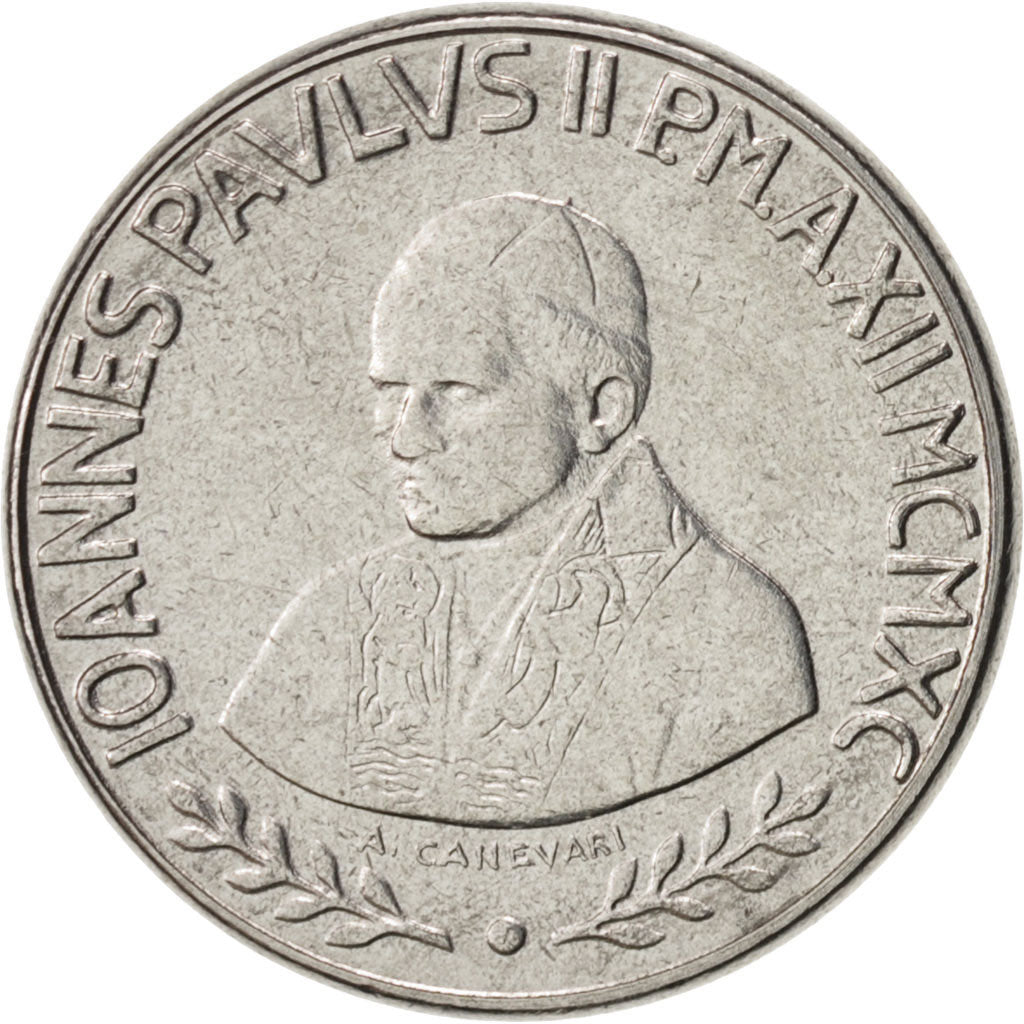 Münze, Vatikanstadt, John Paul II, 50 Lire, 1990, STGL, Stainless Steel, KM:222