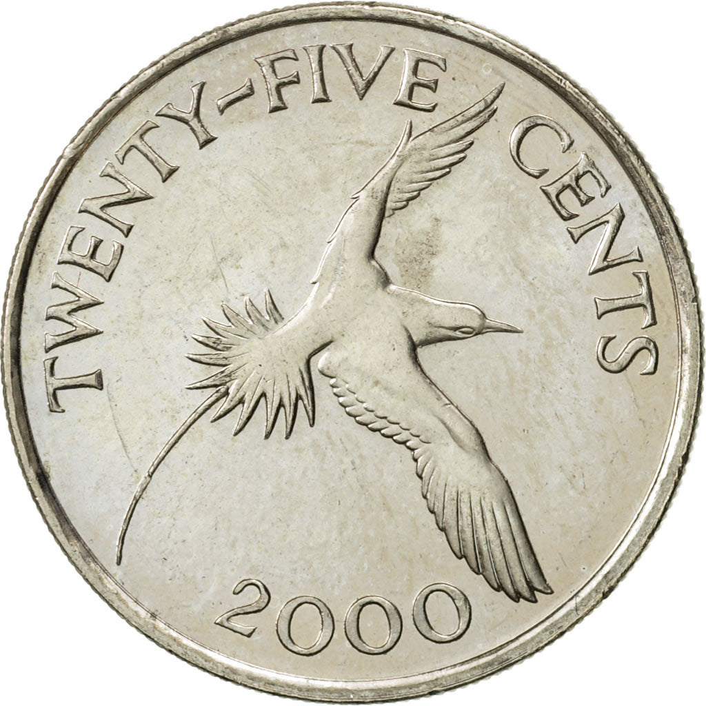 Coin, Bermuda, Elizabeth II, 25 Cents, 2000, AU(50-53), Copper-nickel, KM:110