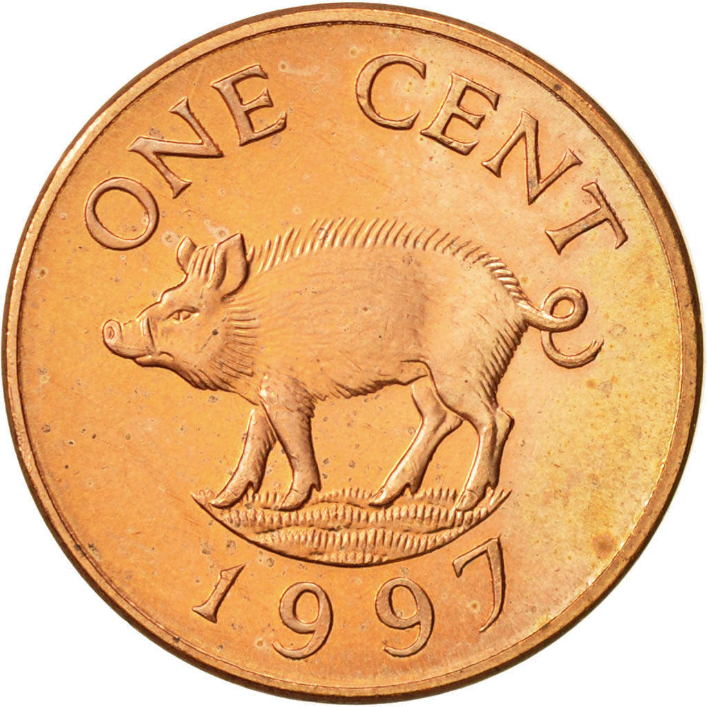 Coin, Bermuda, Elizabeth II, Cent, 1997, AU(55-58), Copper Plated Zinc, KM:44b