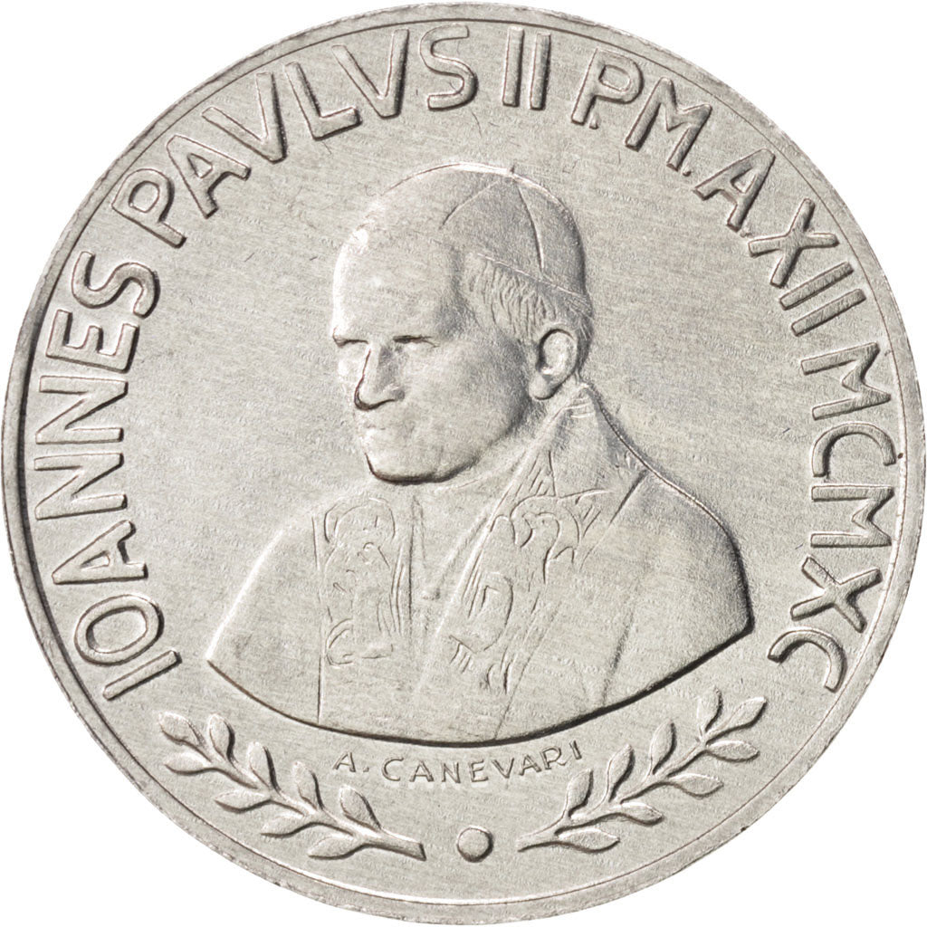 CITTÀ DEL VATICANO, John Paul II, 10 Lire, 1990, FDC, Alluminio, KM:220