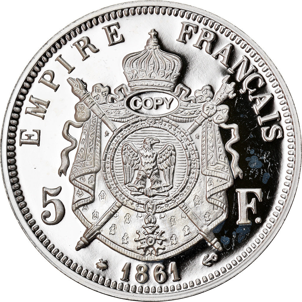 France, Medal, Reproduction Ecu 5 francs Napoléon III, MS(65-70), Silver