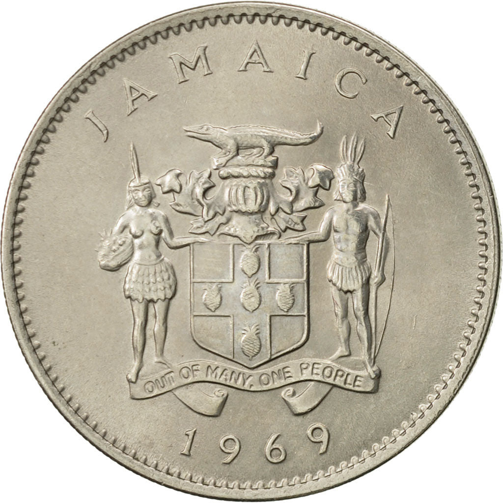 Coin, Jamaica, Elizabeth II, 10 Cents, 1969, Franklin Mint, AU(55-58)