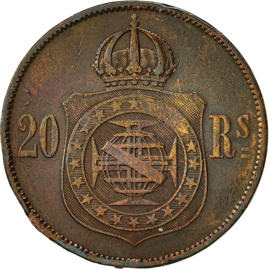 Brésil, Pedro II, 20 Reis, 1869, TB, Bronze, KM:474