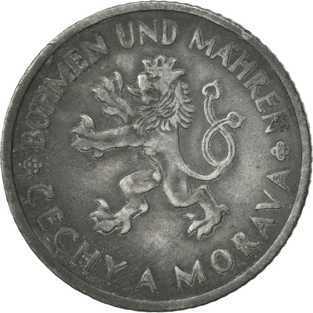 BOHEMIA & MORAVIA, Koruna, 1944, EF(40-45), Zinc, KM:4