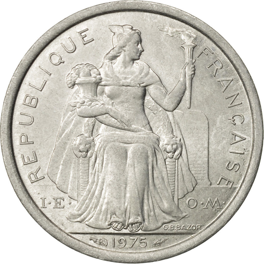Moneta, Polinezja Francuska, Franc, 1975, Paris, MS(60-62), Aluminium, KM:11