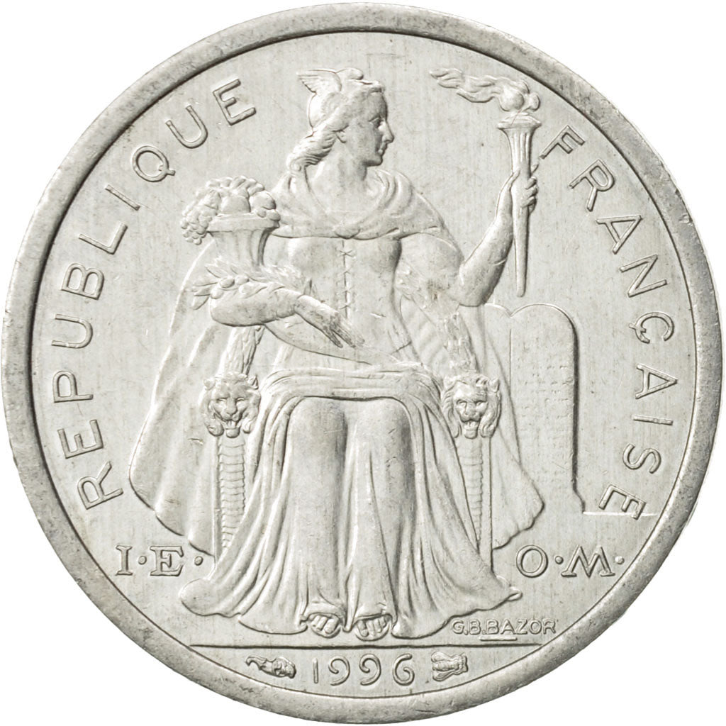 Coin, French Polynesia, Franc, 1996, Paris, MS(60-62), Aluminum, KM:11