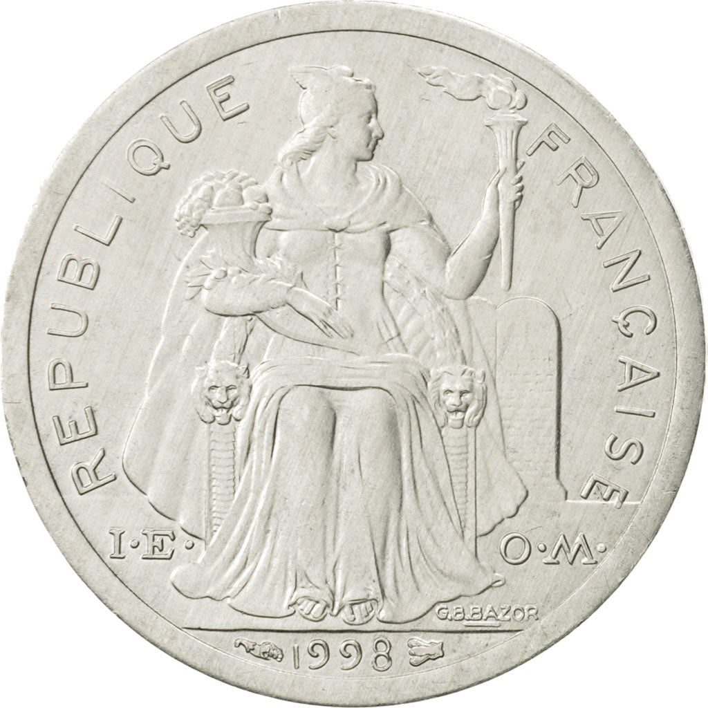 Coin, French Polynesia, Franc, 1998, Paris, MS(60-62), Aluminum, KM:11