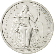 French Polynesia, Franc, 1990, Paris, MS(63), Aluminum, KM:11