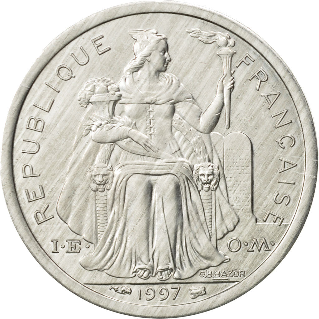 Coin, French Polynesia, Franc, 1997, Paris, MS(63), Aluminum, KM:11