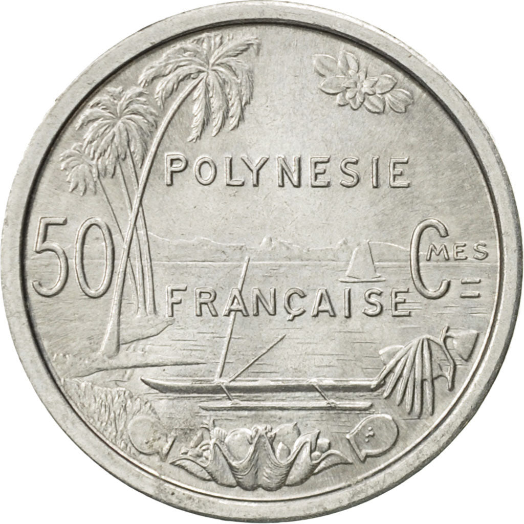 French Polynesia, 50 Centimes, 1965, Paris, MS(63), Aluminum, KM:1