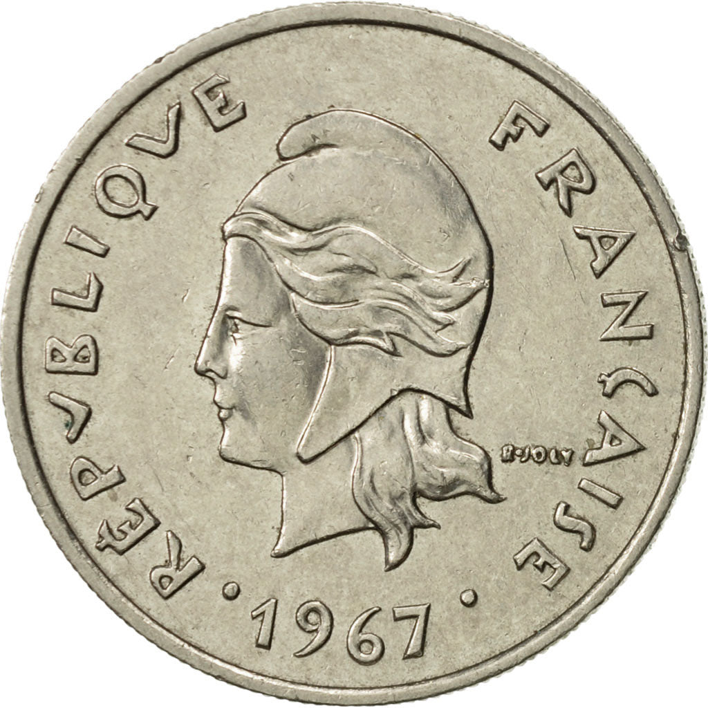 Coin, French Polynesia, 10 Francs, 1967, Paris, AU(55-58), Nickel, KM:5