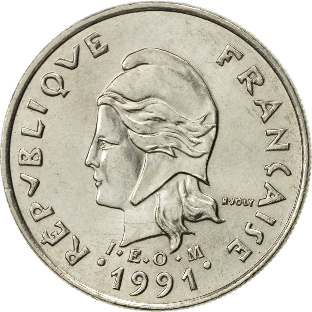 Moneta, Polinezja Francuska, 10 Francs, 1991, Paris, MS(60-62), Nikiel, KM:8