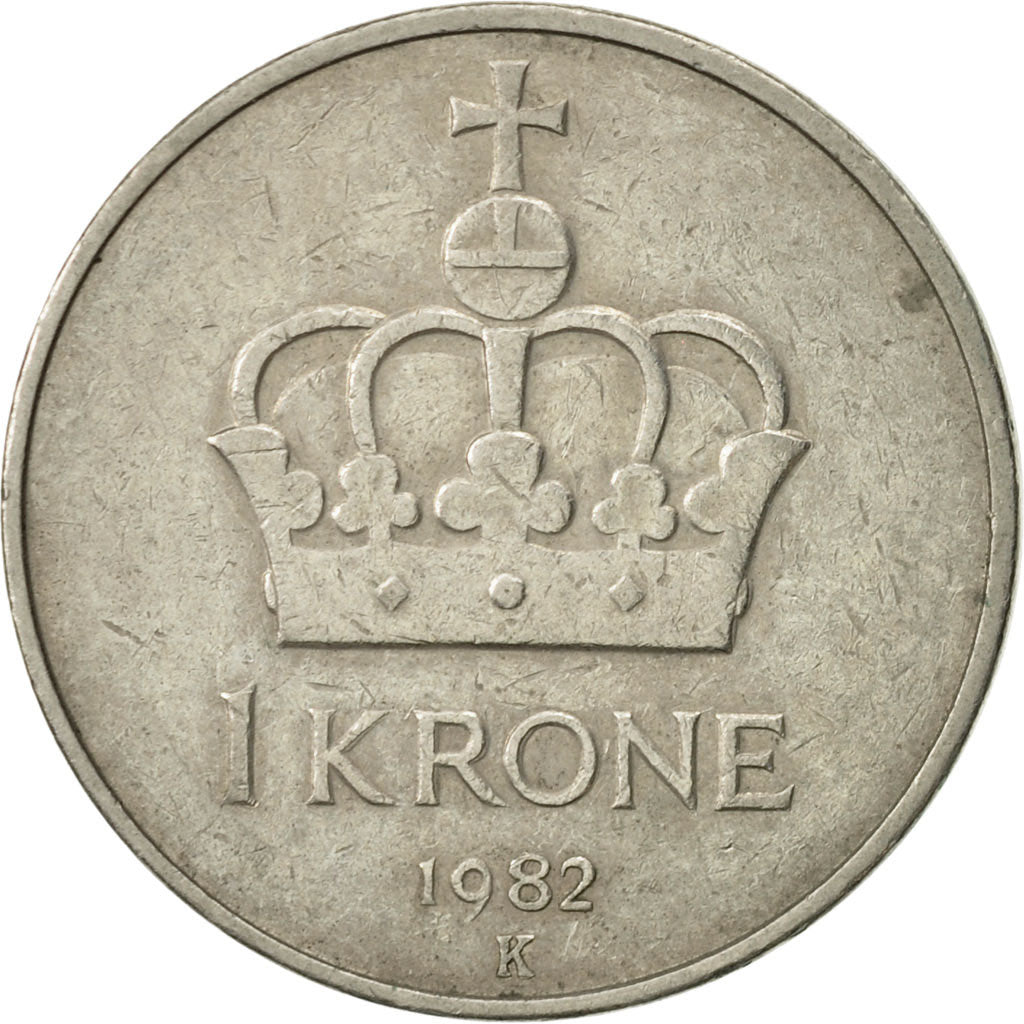 Coin, Norway, Olav V, Krone, 1982, EF(40-45), Copper-nickel, KM:419