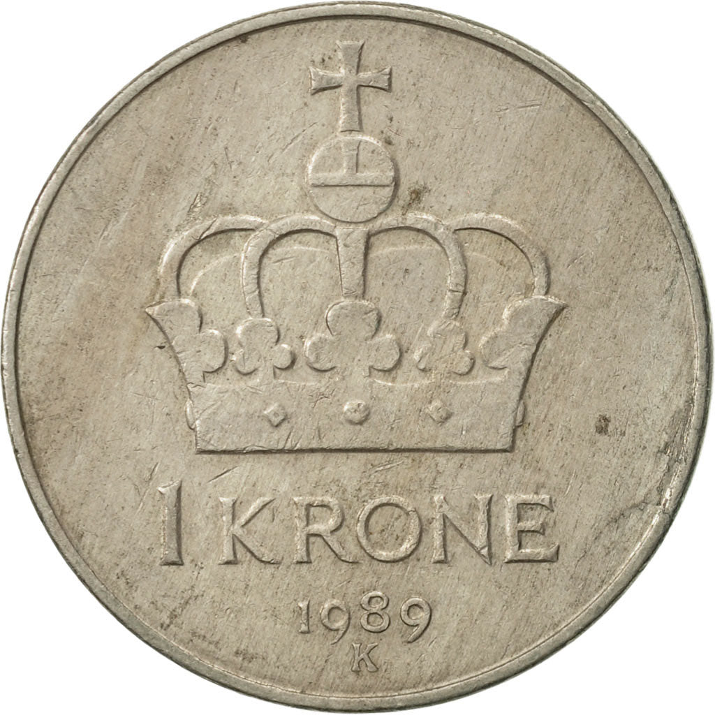 Coin, Norway, Olav V, Krone, 1989, EF(40-45), Copper-nickel, KM:419