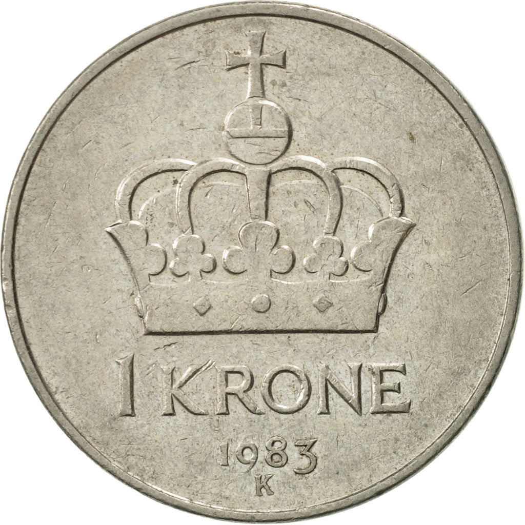 Coin, Norway, Olav V, Krone, 1983, EF(40-45), Copper-nickel, KM:419
